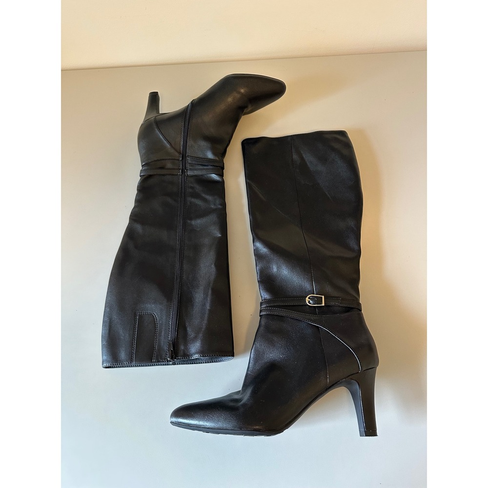 LifeStride Guild Tall Black Knee High Pointed Toe Stiletto Boots | Size 10